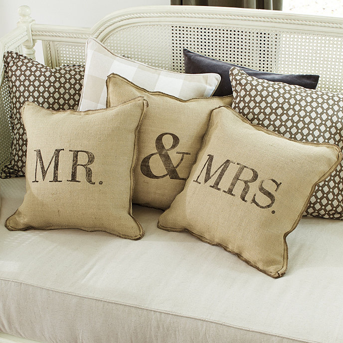 Mr & Mrs Burlap Pillows